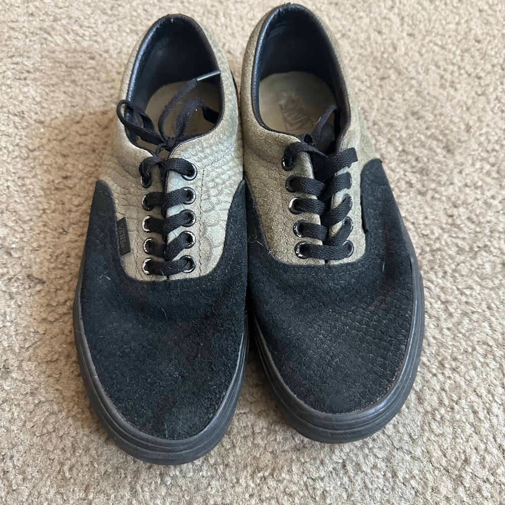 Well worn Slytherin Vans sneakers